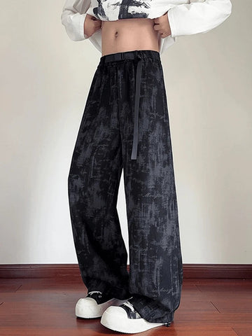 AIDASE  -  American Retro Tie Dye Men's Casual Pants Loose Straight Leg Autumn Trendy Brand High End Feeling Casual Sports Sweatpants aidase-shop